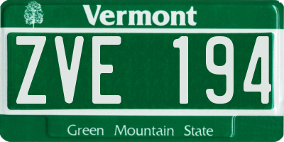 VT license plate ZVE194