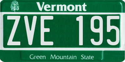 VT license plate ZVE195