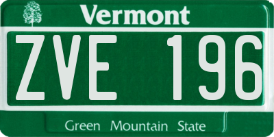 VT license plate ZVE196