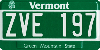 VT license plate ZVE197