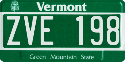 VT license plate ZVE198