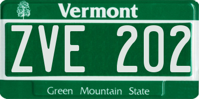 VT license plate ZVE202