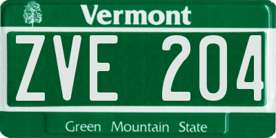 VT license plate ZVE204
