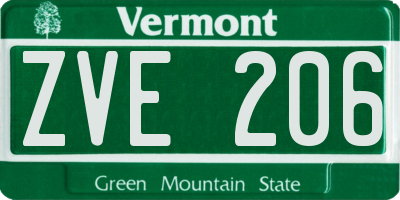 VT license plate ZVE206