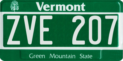 VT license plate ZVE207