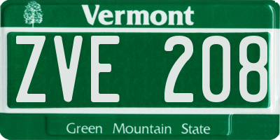 VT license plate ZVE208