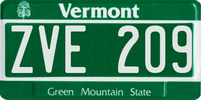 VT license plate ZVE209
