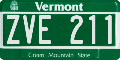 VT license plate ZVE211