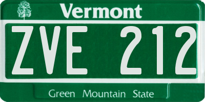VT license plate ZVE212