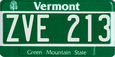 VT license plate ZVE213