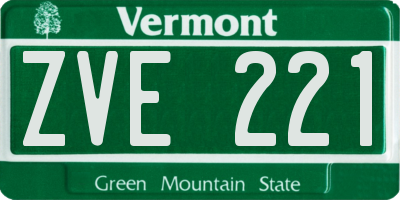 VT license plate ZVE221