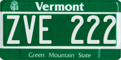 VT license plate ZVE222