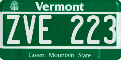 VT license plate ZVE223