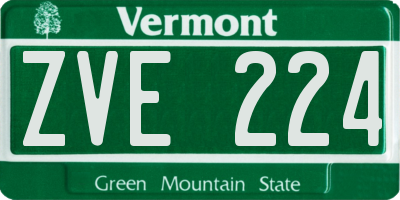 VT license plate ZVE224