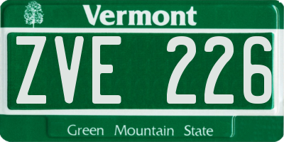 VT license plate ZVE226