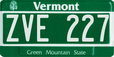 VT license plate ZVE227