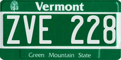 VT license plate ZVE228