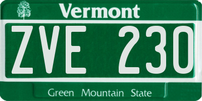 VT license plate ZVE230