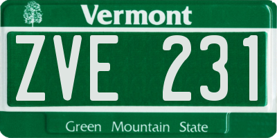 VT license plate ZVE231