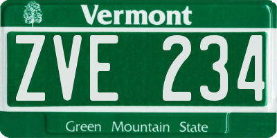 VT license plate ZVE234
