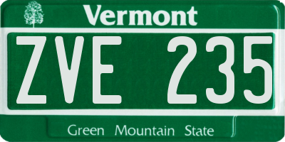 VT license plate ZVE235
