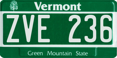 VT license plate ZVE236