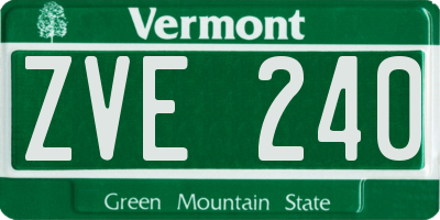VT license plate ZVE240
