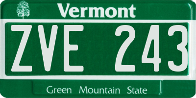 VT license plate ZVE243