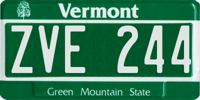 VT license plate ZVE244