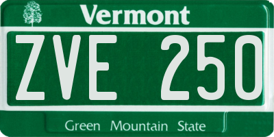 VT license plate ZVE250