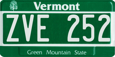 VT license plate ZVE252