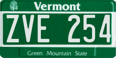 VT license plate ZVE254