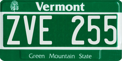 VT license plate ZVE255