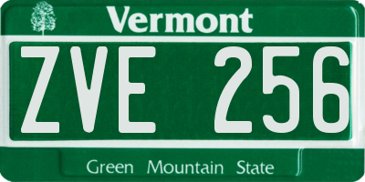 VT license plate ZVE256