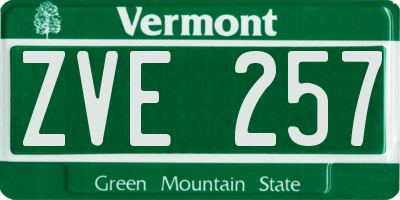 VT license plate ZVE257