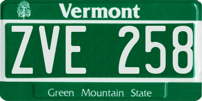 VT license plate ZVE258