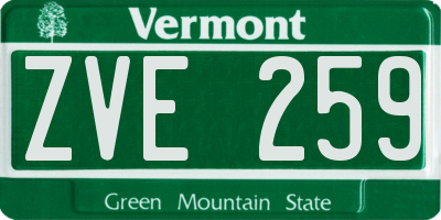 VT license plate ZVE259