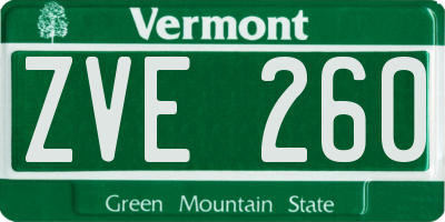 VT license plate ZVE260