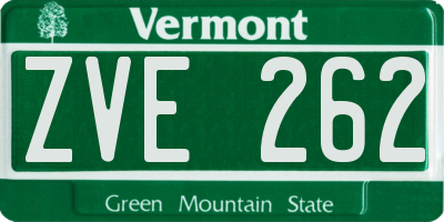 VT license plate ZVE262