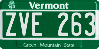 VT license plate ZVE263