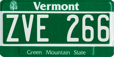 VT license plate ZVE266