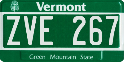VT license plate ZVE267