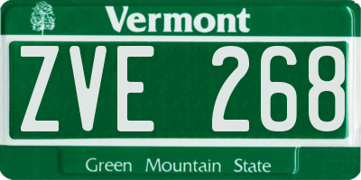 VT license plate ZVE268