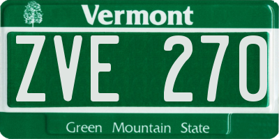 VT license plate ZVE270