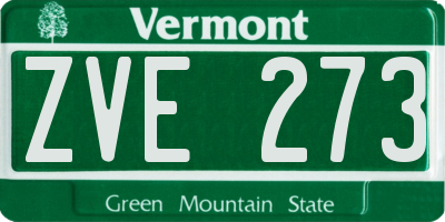 VT license plate ZVE273