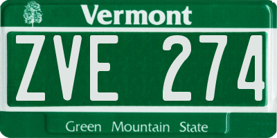 VT license plate ZVE274