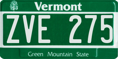 VT license plate ZVE275
