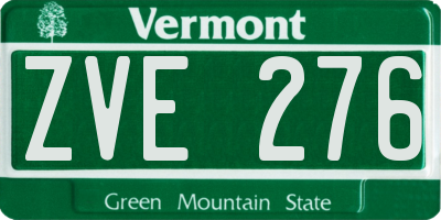 VT license plate ZVE276
