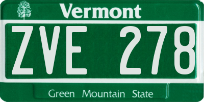 VT license plate ZVE278