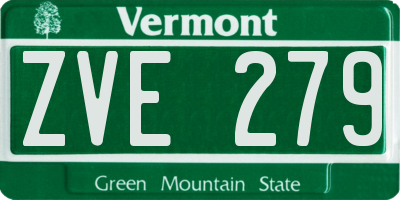 VT license plate ZVE279